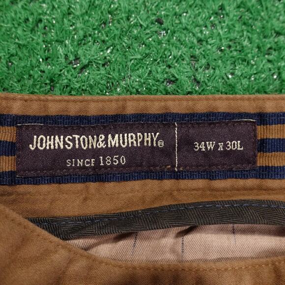 Johnston & Murphy Pants Mens 34x30 Brown Stretch Chino Flat Front Casual - Picture 6 of 8